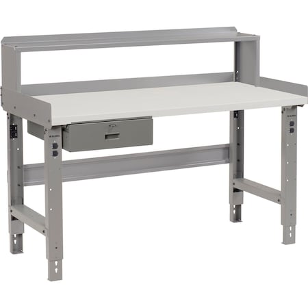 Global Industrial Workbench w/ Laminate Square Edge Top & Riser, 48inW x 30inD, Gray 318720